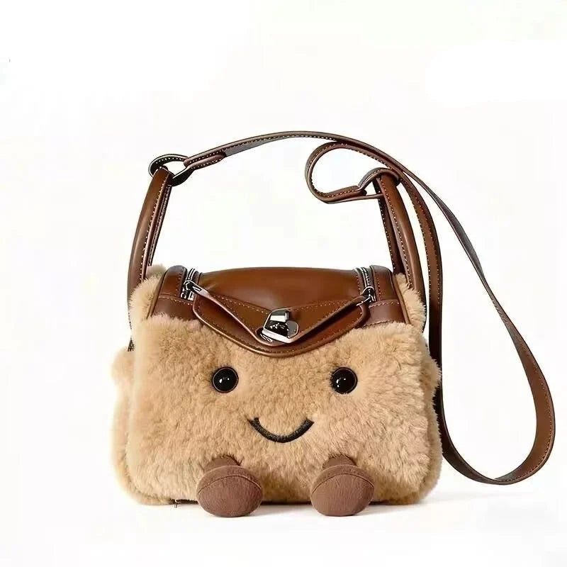 Plüsch Tasche Braun – Bild 2