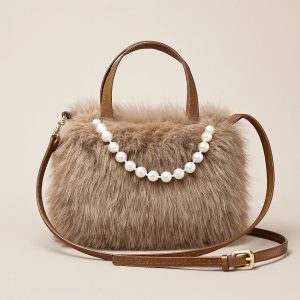 Flauschige Tasche Beige