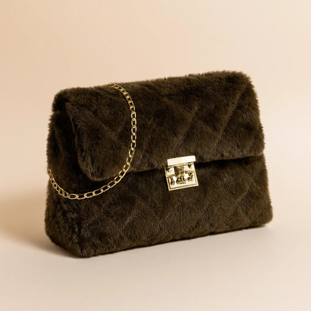 Schwarze Plüsch Tasche